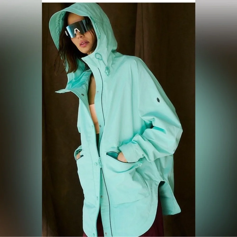 FREE PEOPLE Movement:Singin’ In The Rain Jacket-Hot Turquoise NWT - Picture 2 of 13